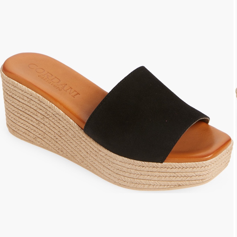 Cordani “Bibi” Espadrille Wedge Slide Sandal in Cuero Suede Size 37/US 6.5-7